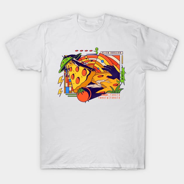 Alien Invasion to Pizzaland T-Shirt by MvdSwink